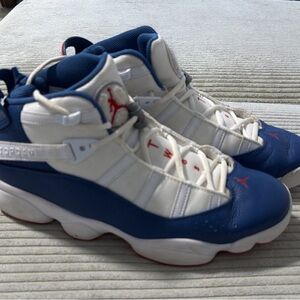 Mens Air Jordan 6 Rings Blue and White Athletic Sneakers size 10